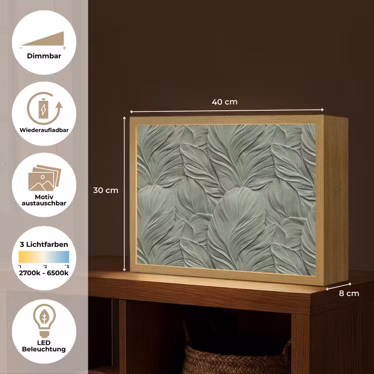 Bladeren - Textuur - Groen Light Box met batterij (Wandlamp) middel 907 -USP_websiteoverzichtDE
