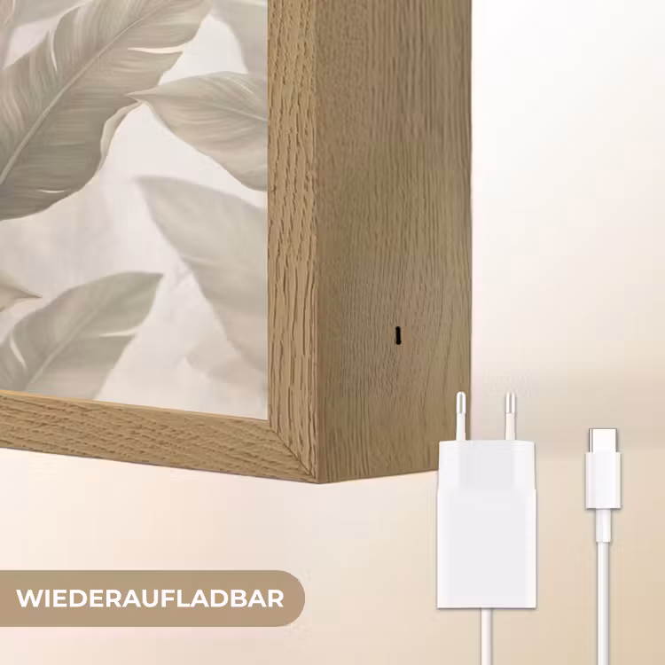 Bladeren - Tropisch - Natuur - Abstract - Beige Light Box met batterij (Wandlamp) middel -USP_websiteoplaadbaarDE