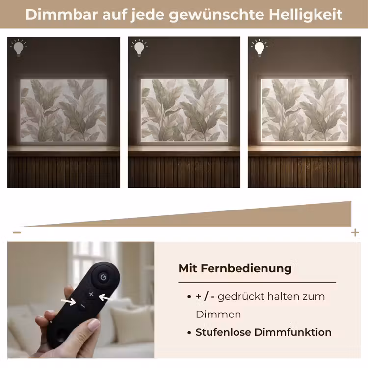 Bladeren - Tropisch - Natuur - Abstract - Beige Light Box met batterij (Wandlamp) middel -USP_dimbaarDE