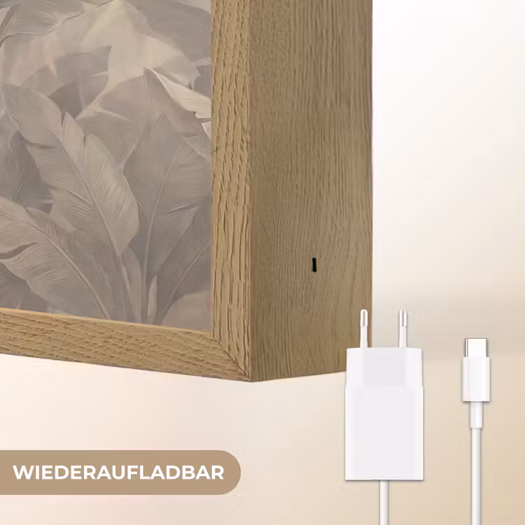 Bladeren - Tropisch - Natuur - Modern - Beige Light Box met batterij (Wandlamp) middel -USP_websiteoplaadbaarDE
