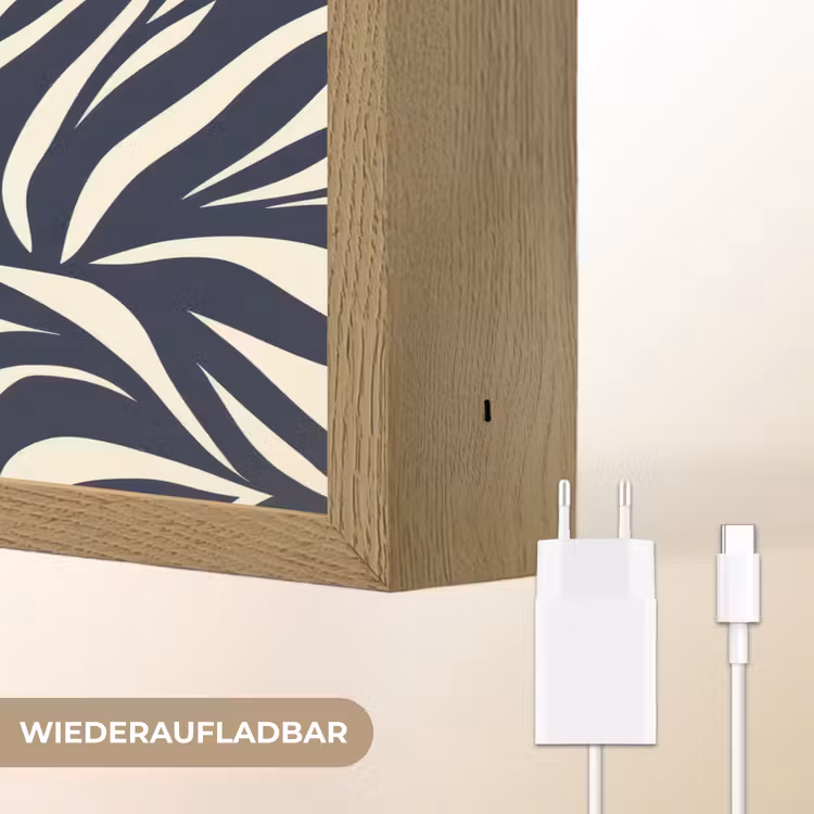 Bladvormen - Blauw - Patroon - Wit Light Box met batterij (Wandlamp) middel 907 -USP_websiteoplaadbaarDE