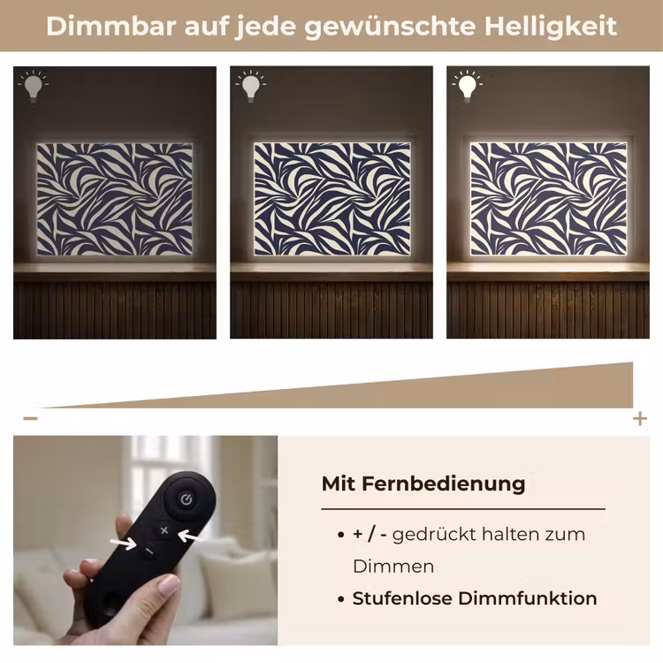 Bladvormen - Blauw - Patroon - Wit Light Box met batterij (Wandlamp) middel 907 -USP_dimbaarDE