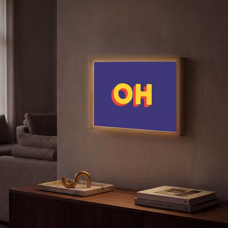 Blauw - Geel - OH - Schaduw Light Box met batterij (Wandlamp) middel -sfeer1