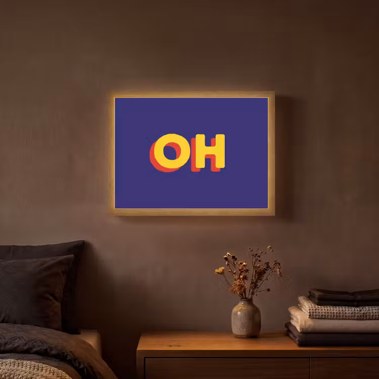 Blauw - Geel - OH - Schaduw Light Box met batterij (Wandlamp) middel -sfeer4