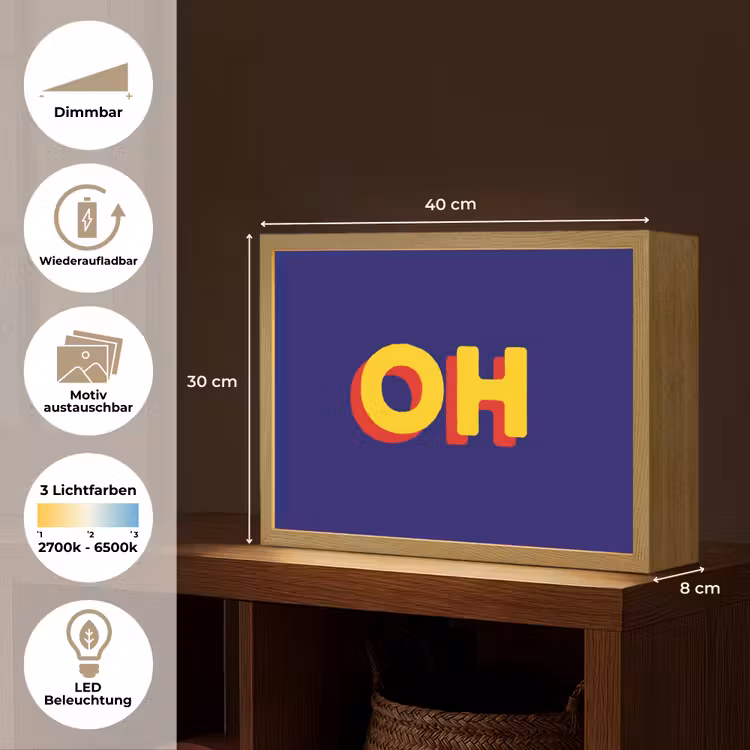 Blauw - Geel - OH - Schaduw Light Box met batterij (Wandlamp) middel -USP_websiteoverzichtDE