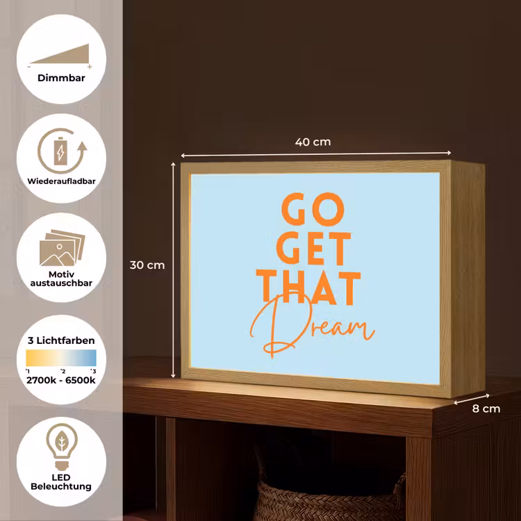 Blauw - Oranje - Tekst Light Box met batterij (Wandlamp) middel -USP_websiteoverzichtDE