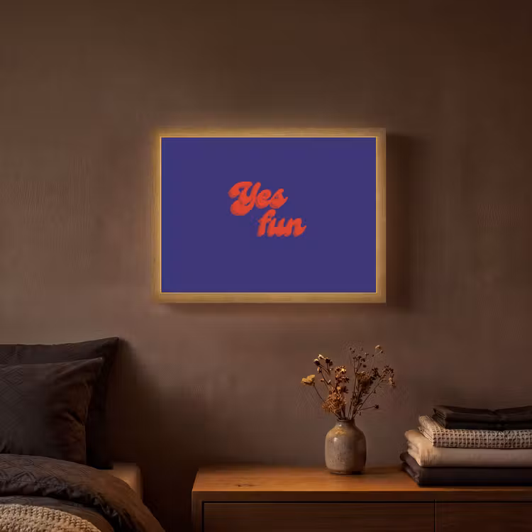 Blauw - Rood - Yes fun - 3D Light Box met batterij (Wandlamp) middel -sfeer4