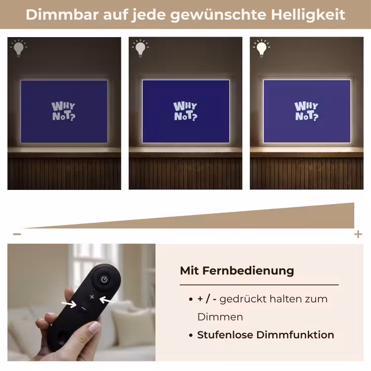 Blauw - Why not - Minimalistisch Light Box met batterij (Wandlamp) middel -USP_dimbaarDE