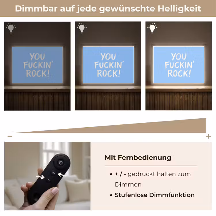 Blauw - Wit - You fuckin rock Light Box met batterij (Wandlamp) middel -USP_dimbaarDE