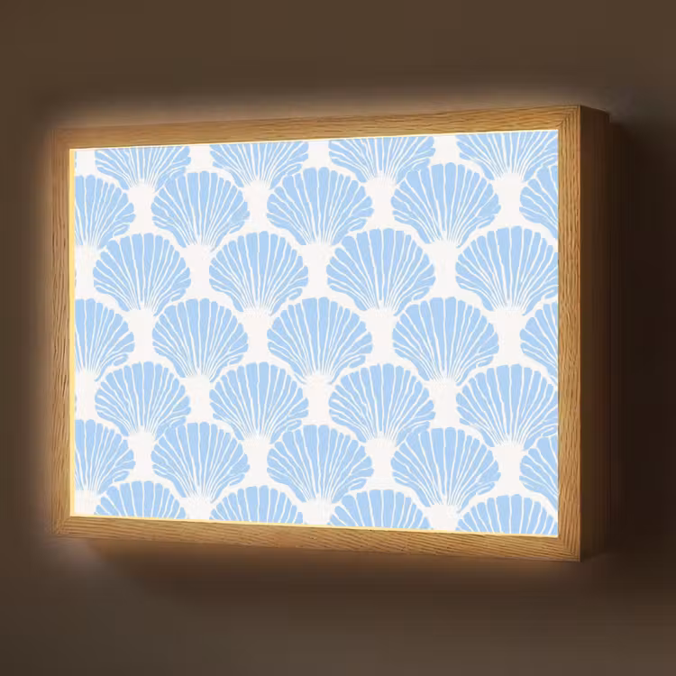 Blauw - Wit - Schelpen - Grafisch - Structuur Light Box met batterij (Wandlamp) middel 907 -z3d_website