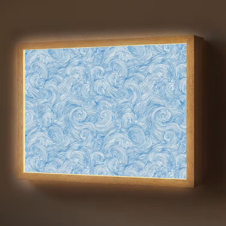 Blauw - Wit - Spiraal - Golven - Lijnen Light Box met batterij (Wandlamp) middel 907 -z3d_website