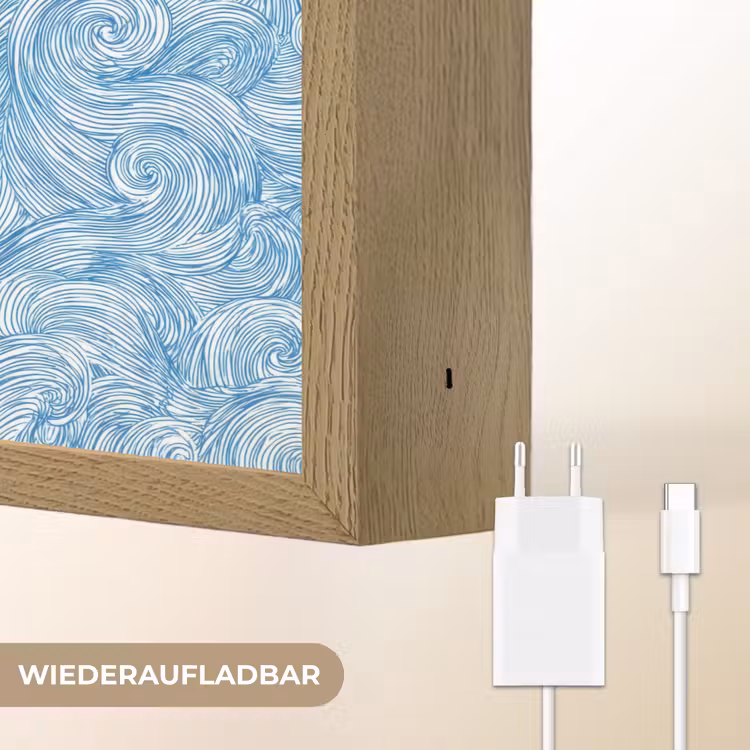 Blauw - Wit - Spiraal - Golven - Lijnen Light Box met batterij (Wandlamp) middel 907 -USP_websiteoplaadbaarDE