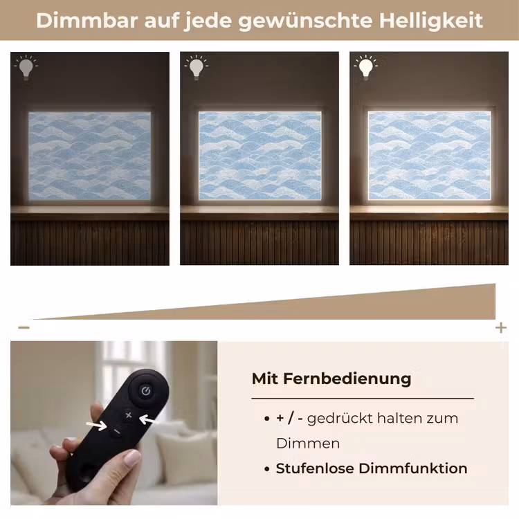 Blauw - Wit - Golven - Getekend Light Box met batterij (Wandlamp) middel 907 -USP_dimbaarDE