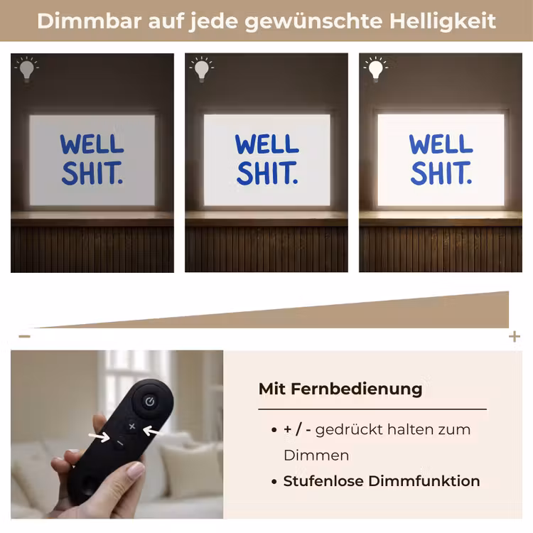 Blauw - Quote - Wit Light Box met batterij (Wandlamp) middel -USP_dimbaarDE