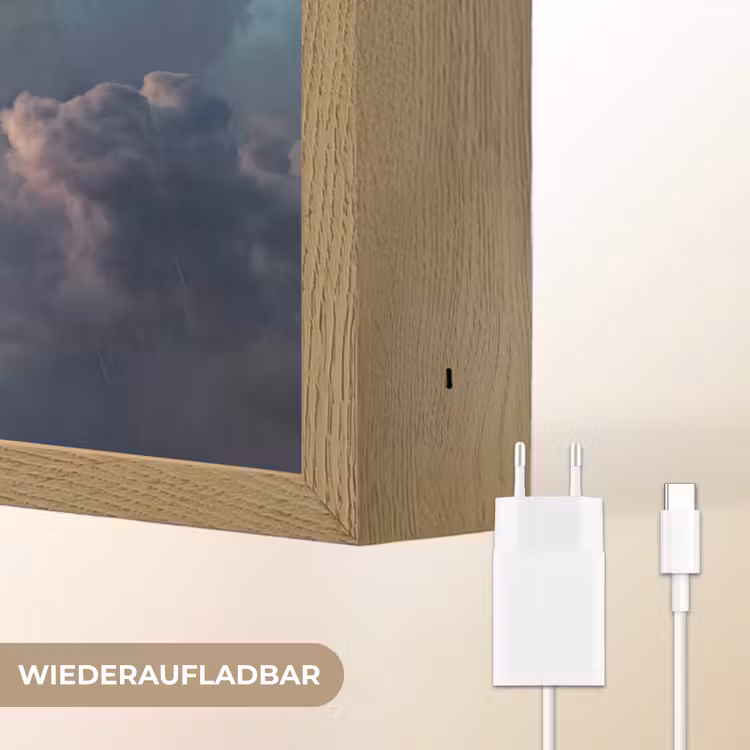 Bliksem - Storm - Natuur - Donker Light Box met batterij (Wandlamp) middel -USP_websiteoplaadbaarDE