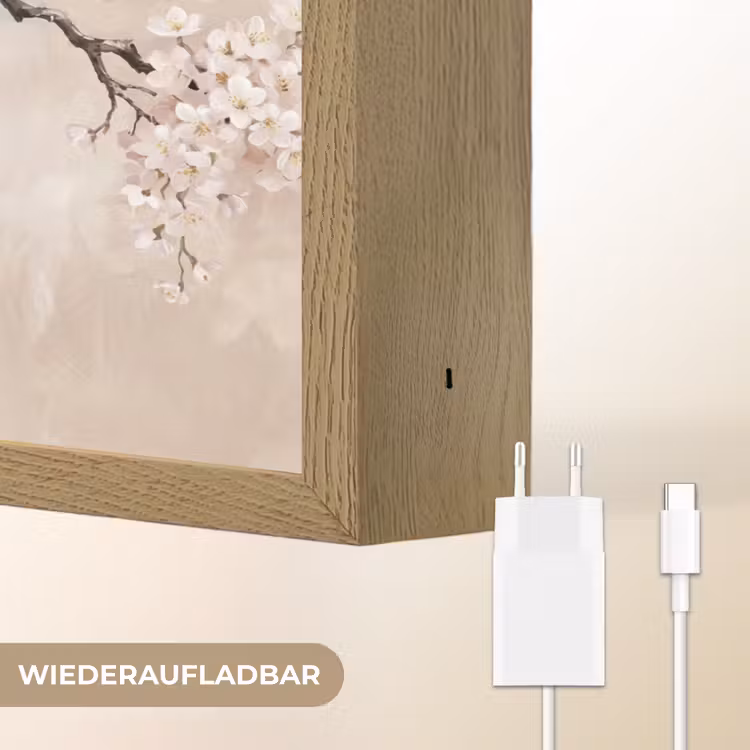 Bloesem - Illustratie - Taupe Light Box met batterij (Wandlamp) middel -USP_websiteoplaadbaarDE