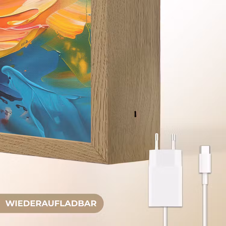 Bloem - Verflook - Modern - Abstract - Kleuren Light Box met batterij (Wandlamp) middel -USP_websiteoplaadbaarDE