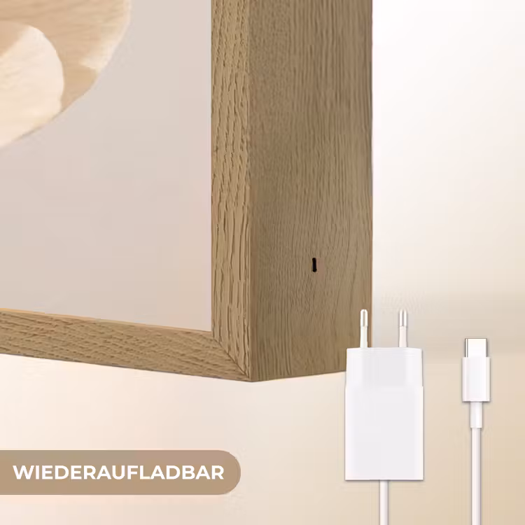 Bloem - Minimalistisch - Groen Light Box met batterij (Wandlamp) middel -USP_websiteoplaadbaarDE