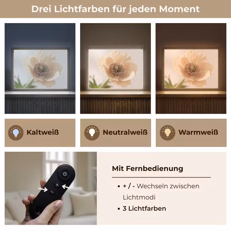 Bloem - Minimalistisch - Groen Light Box met batterij (Wandlamp) middel -USP_lichtkleurDE