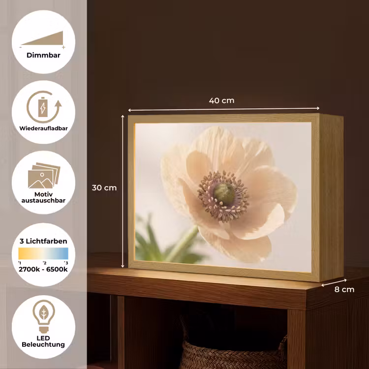 Bloem - Minimalistisch - Groen Light Box met batterij (Wandlamp) middel -USP_websiteoverzichtDE