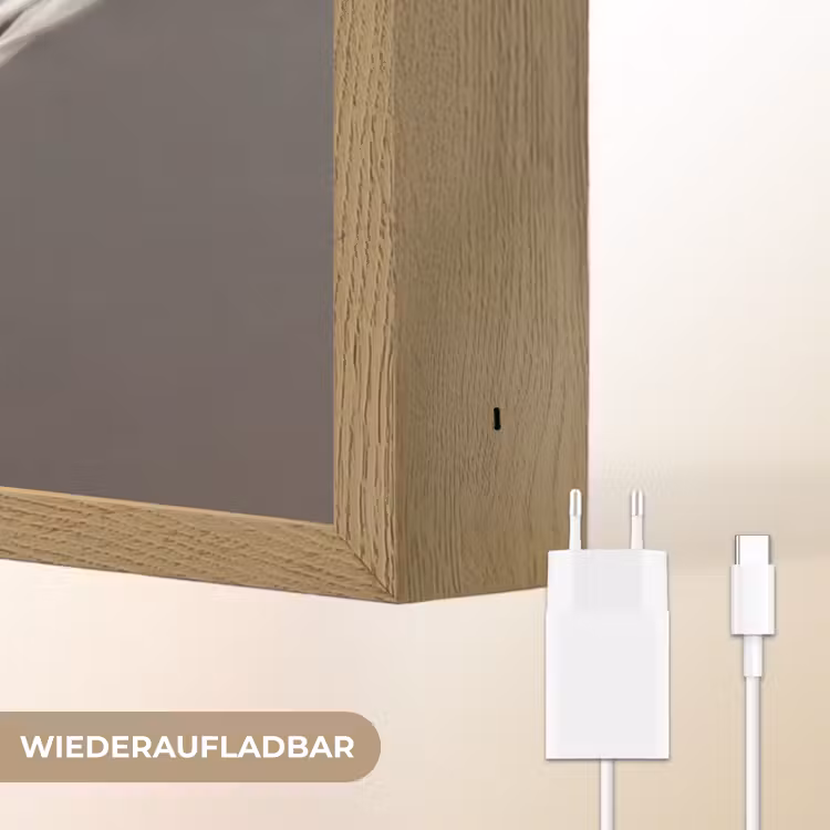Bloem - Minimalistisch - Zwart - Wit Light Box met batterij (Wandlamp) middel -USP_websiteoplaadbaarDE
