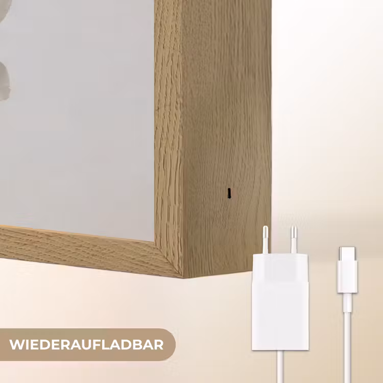 Bloem - Minimalistisch -Wit Light Box met batterij (Wandlamp) middel -USP_websiteoplaadbaarDE