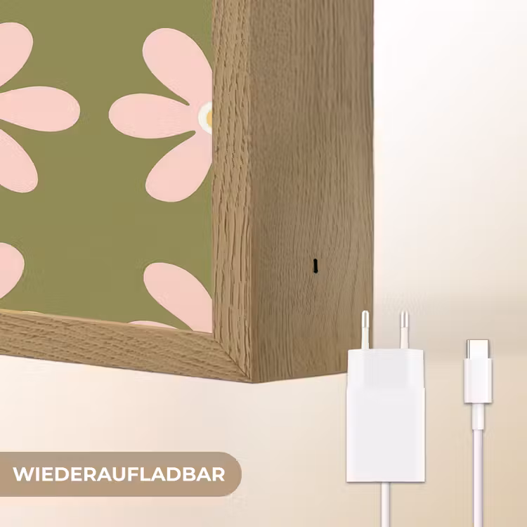 Bloem - Modern - Groen Light Box met batterij (Wandlamp) middel 907 -USP_websiteoplaadbaarDE