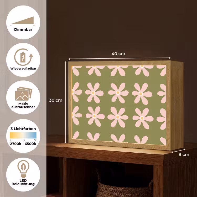 Bloem - Modern - Groen Light Box met batterij (Wandlamp) middel 907 -USP_websiteoverzichtDE