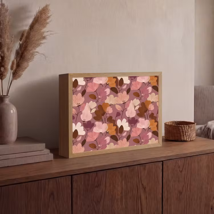 Bloem - Patroon - Roze Light Box met batterij (Wandlamp) middel 907 -sfeer2