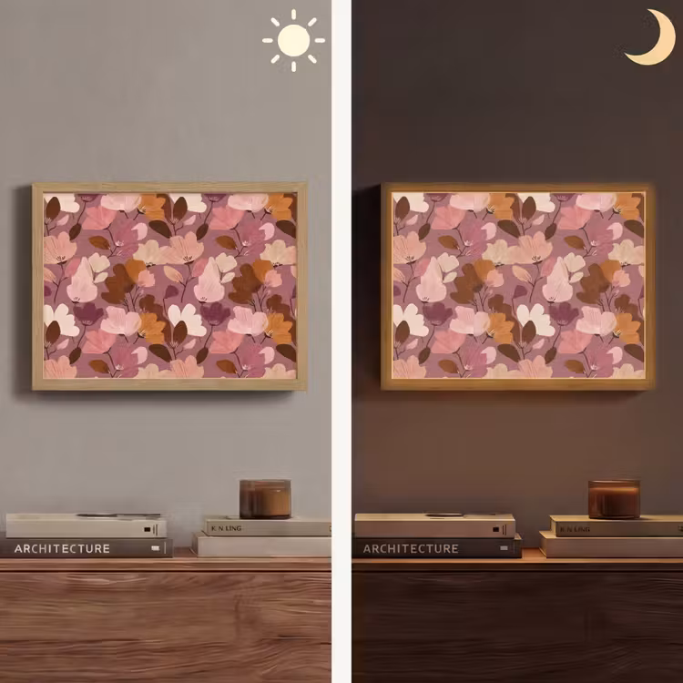 Bloem - Patroon - Roze Light Box met batterij (Wandlamp) middel 907 -sfeer3