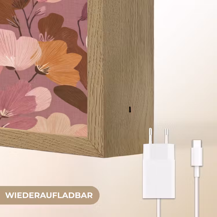 Bloem - Patroon - Roze Light Box met batterij (Wandlamp) middel 907 -USP_websiteoplaadbaarDE