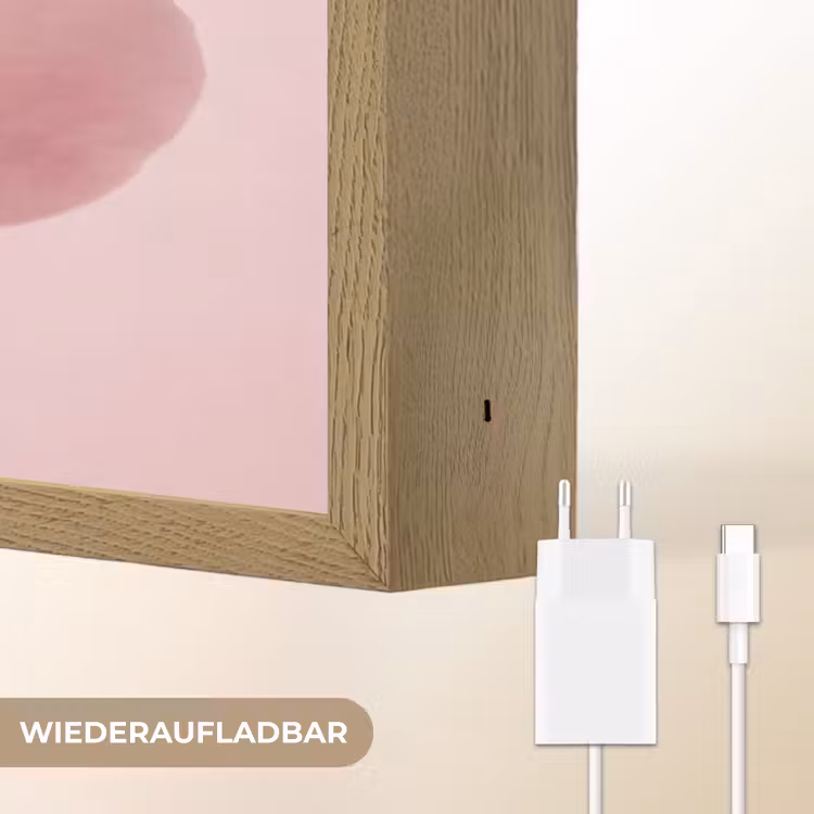 Bloem - Pioenroos - Roze Light Box met batterij (Wandlamp) middel -USP_websiteoplaadbaarDE