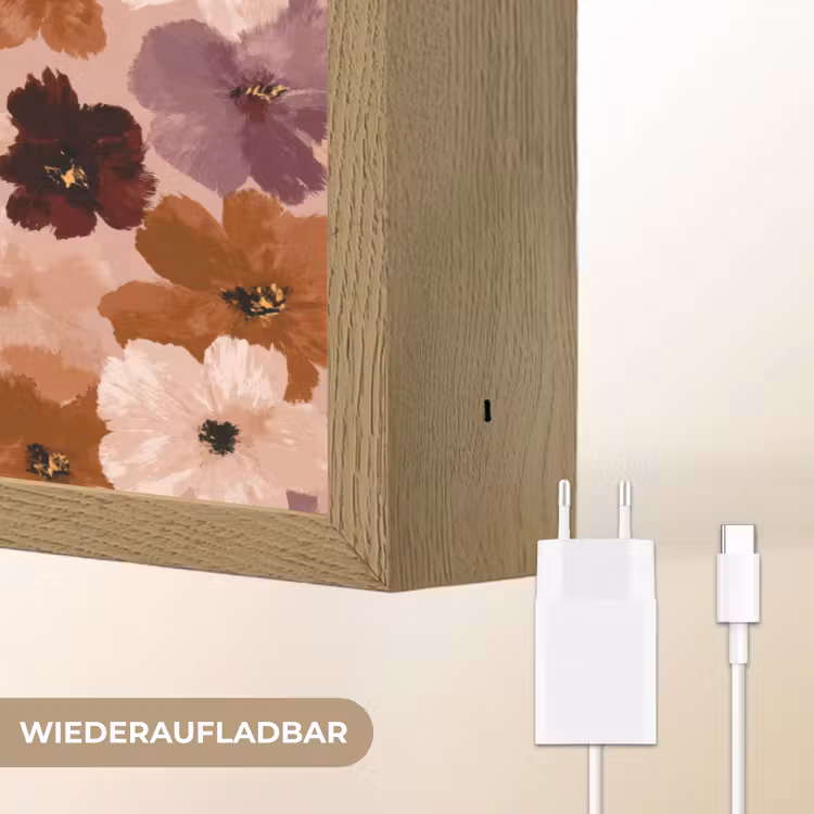 Bloemen - Abstract - Aardetinten Light Box met batterij (Wandlamp) middel 907 -USP_websiteoplaadbaarDE