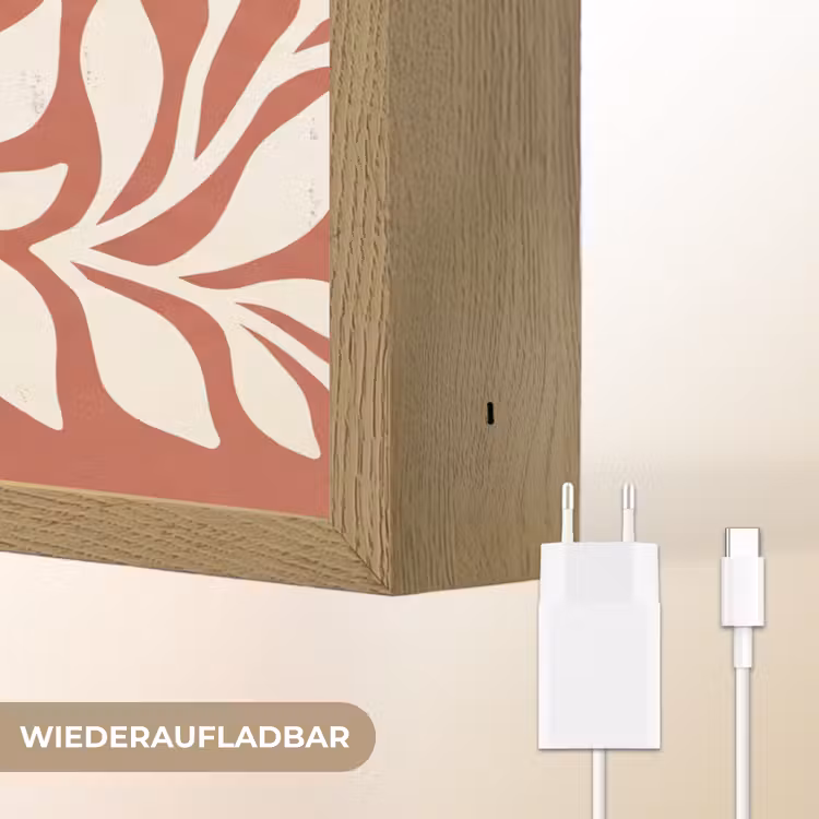 Bloemen - Abstract - Modern - Beige - Natuur Light Box met batterij (Wandlamp) middel -USP_websiteoplaadbaarDE