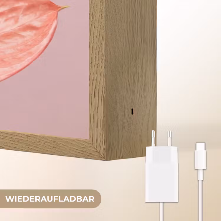 Bloemen - Anthuriums - Geel - Roze Light Box met batterij (Wandlamp) middel -USP_websiteoplaadbaarDE