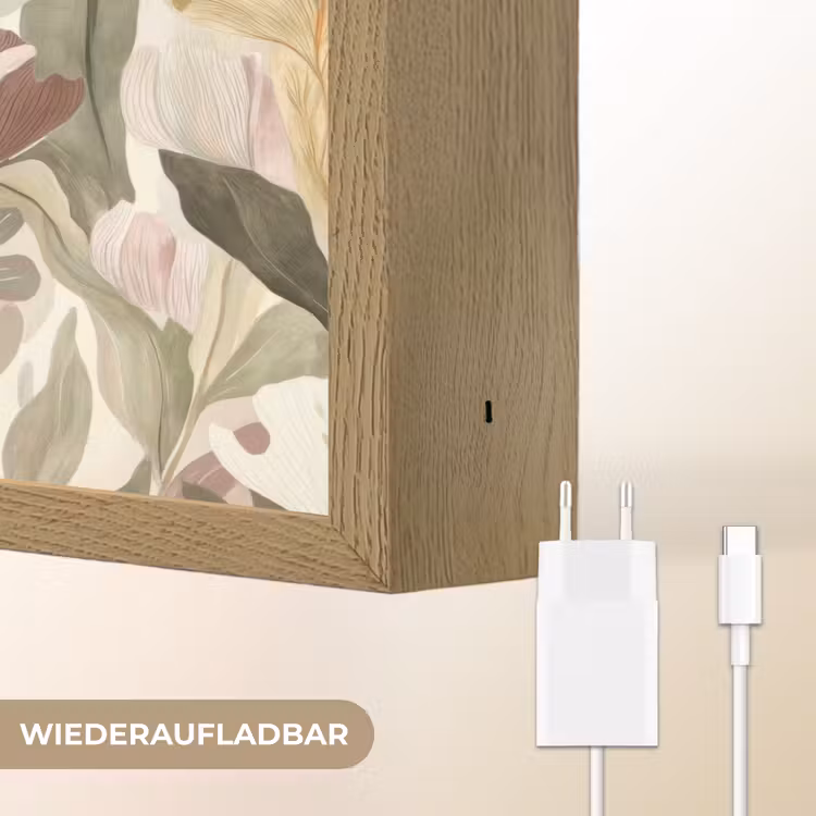 Bloemen - Aquarel - Kleurrijk Light Box met batterij (Wandlamp) middel 907 -USP_websiteoplaadbaarDE