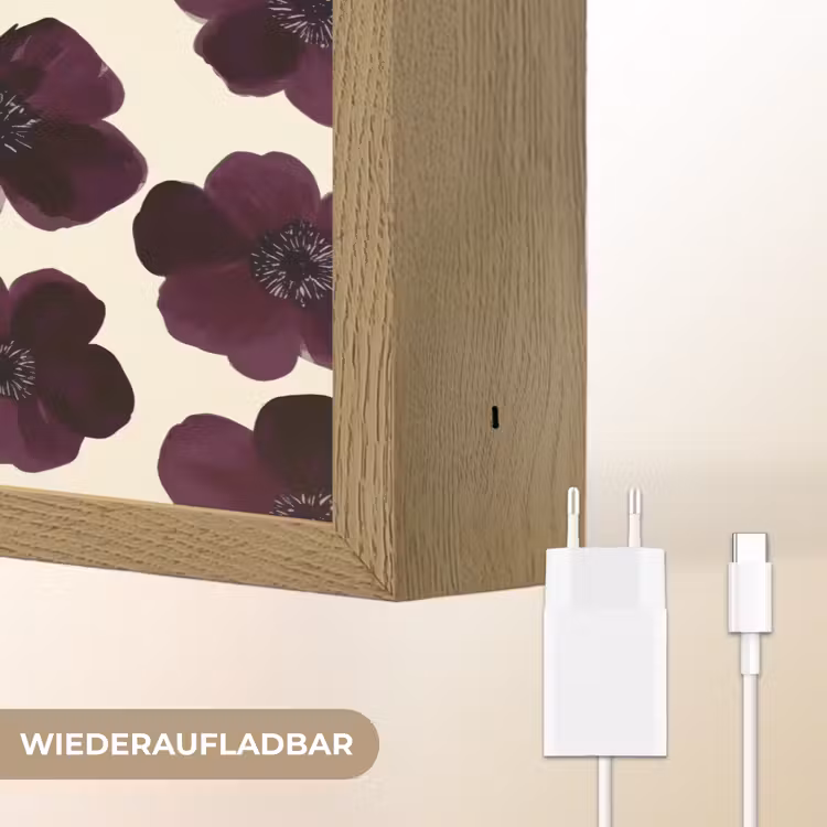 Bloemen - Aquarel - Paars Light Box met batterij (Wandlamp) middel 907 -USP_websiteoplaadbaarDE