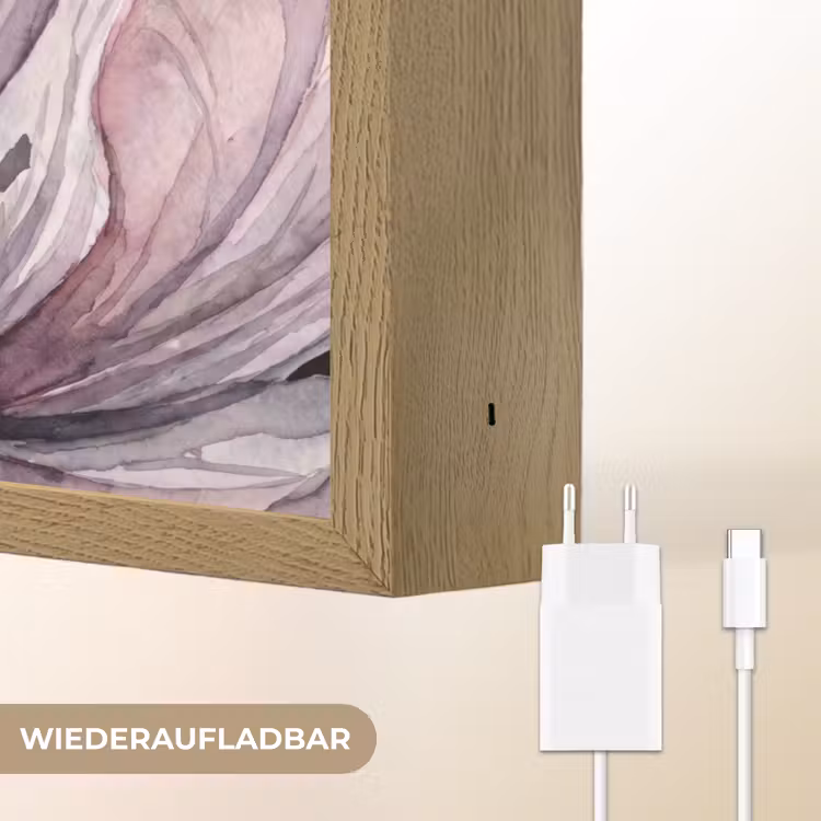 Bloemen - Aquarel - Modern - Roze - Donker Light Box met batterij (Wandlamp) middel -USP_websiteoplaadbaarDE