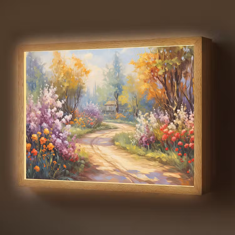 Bloemen - Bomen - Kunst - Watercolor Light Box met batterij (Wandlamp) middel -z3d_website