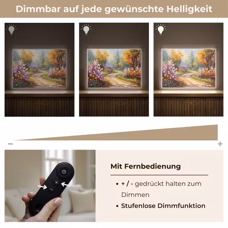 Bloemen - Bomen - Kunst - Watercolor Light Box met batterij (Wandlamp) middel -USP_dimbaarDE