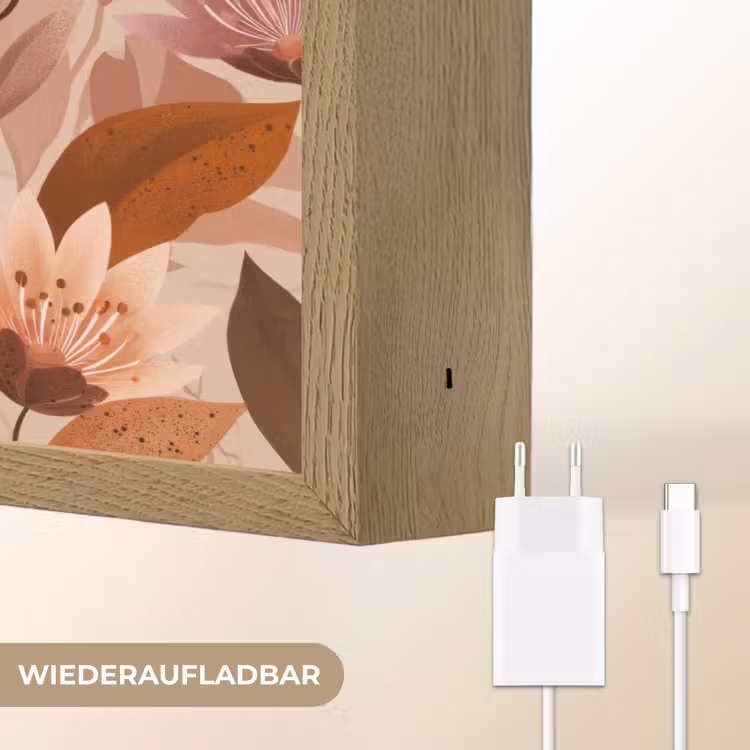 Bloemen - Bladeren - Bruin Light Box met batterij (Wandlamp) middel 907 -USP_websiteoplaadbaarDE