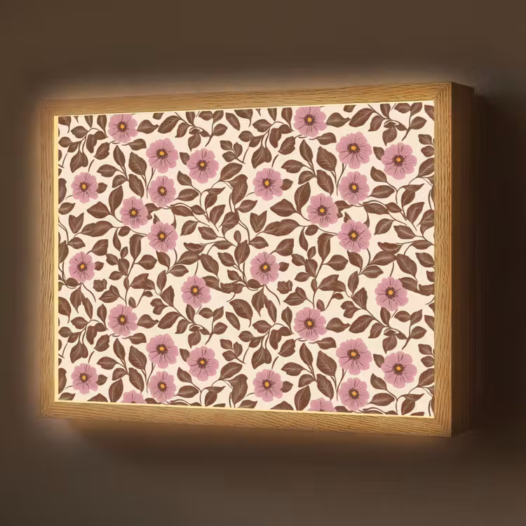 Bloemen - Bladeren - Kleurrijk Light Box met batterij (Wandlamp) middel 907 -z3d_website