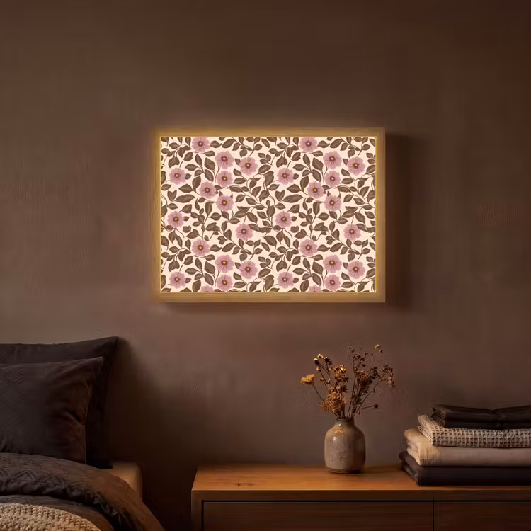 Bloemen - Bladeren - Kleurrijk Light Box met batterij (Wandlamp) middel 907 -sfeer4