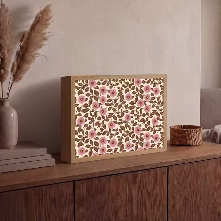 Bloemen - Bladeren - Kleurrijk Light Box met batterij (Wandlamp) middel 907 -sfeer2