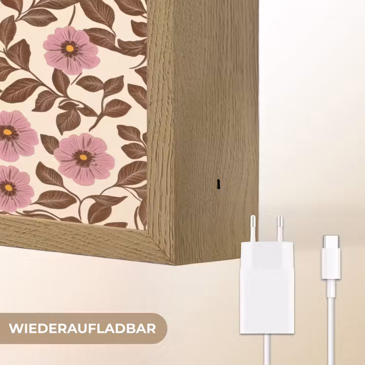Bloemen - Bladeren - Kleurrijk Light Box met batterij (Wandlamp) middel 907 -USP_websiteoplaadbaarDE