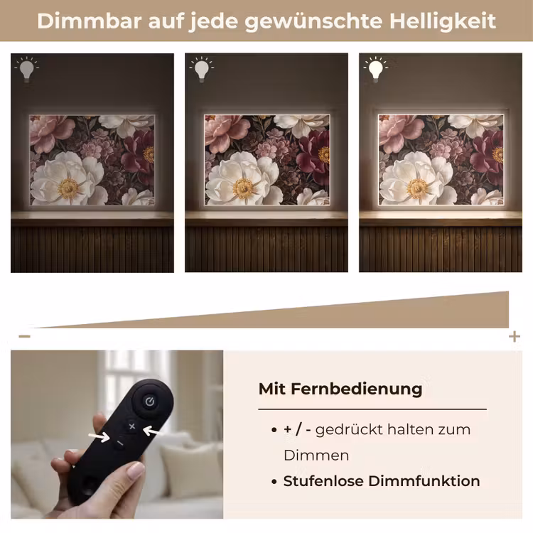 Bloemen - Boeket - Klassiek - Donker - Rood Light Box met batterij (Wandlamp) middel -USP_dimbaarDE