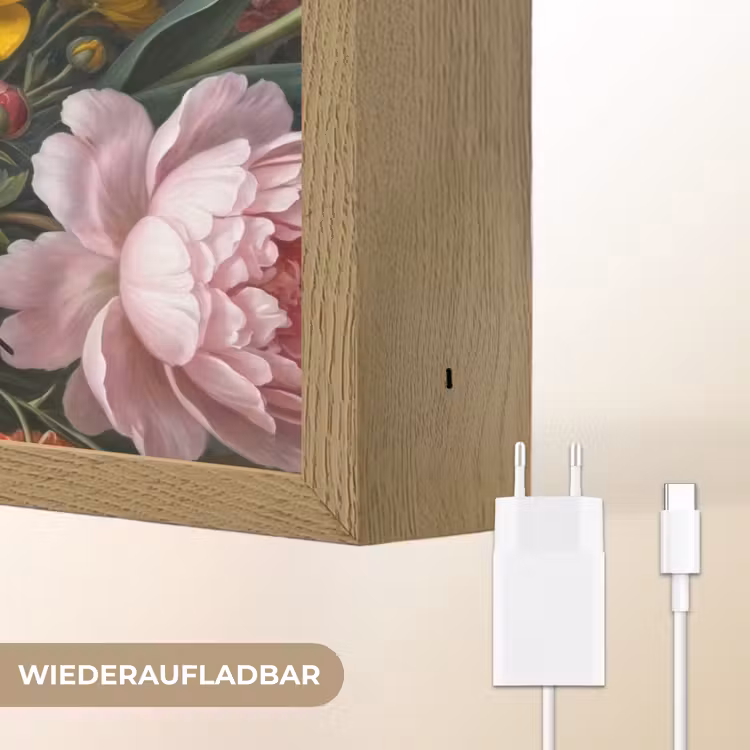 Bloemen - Boeket - Klassiek - Kleurrijk - Natuur Light Box met batterij (Wandlamp) middel -USP_websiteoplaadbaarDE