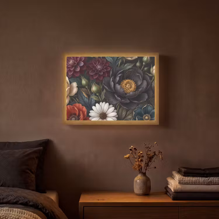 Bloemen - Boeket - Natuur - Klassiek - Weelderig Light Box met batterij (Wandlamp) middel -sfeer4