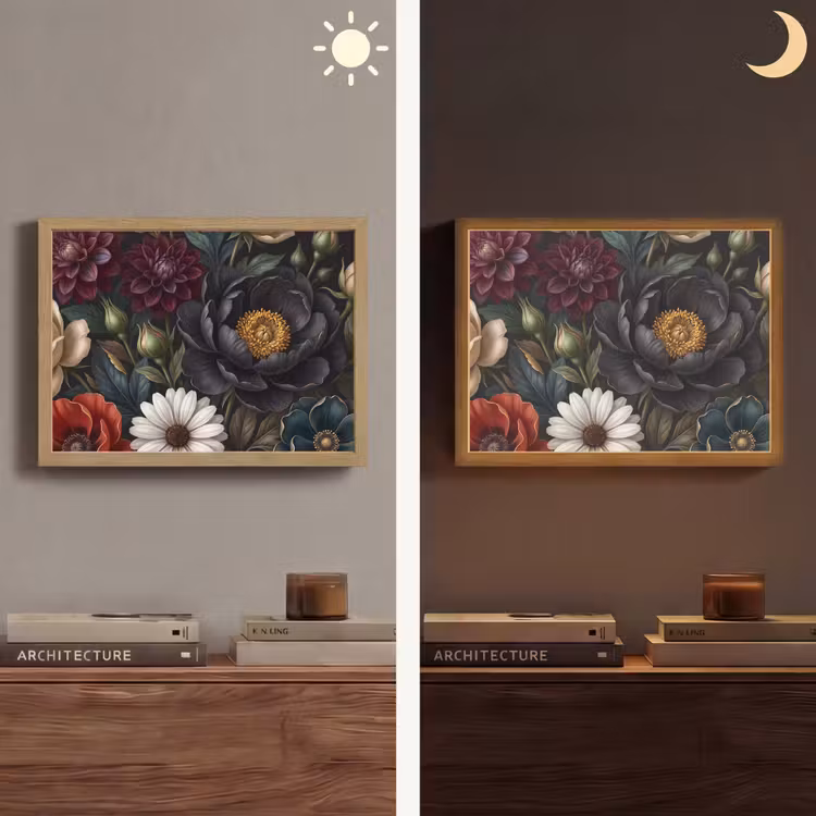 Bloemen - Boeket - Natuur - Klassiek - Weelderig Light Box met batterij (Wandlamp) middel -sfeer3