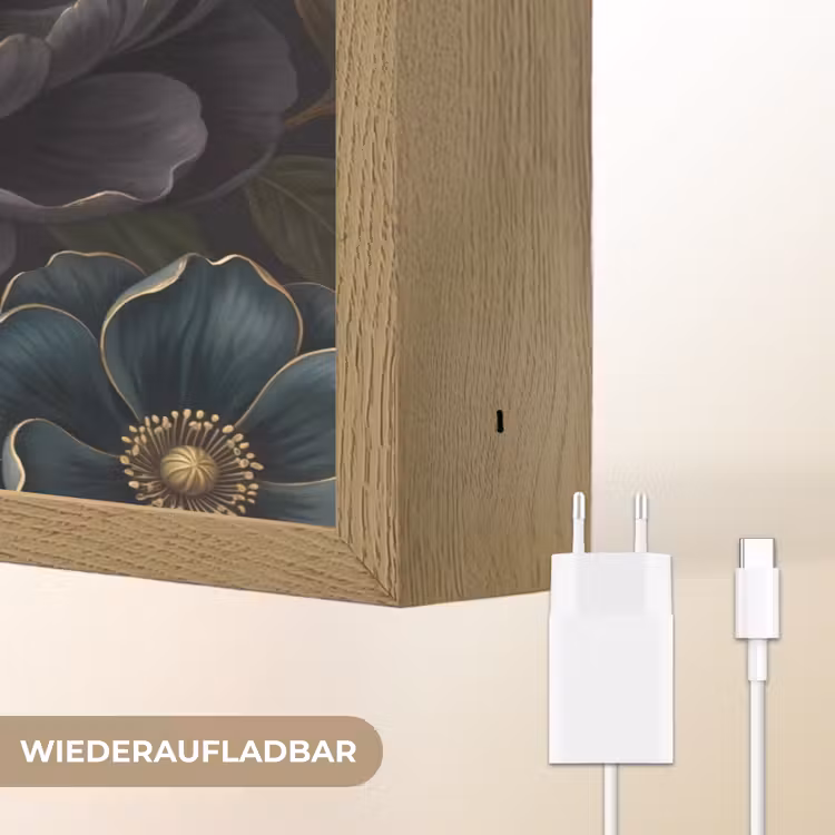 Bloemen - Boeket - Natuur - Klassiek - Weelderig Light Box met batterij (Wandlamp) middel -USP_websiteoplaadbaarDE